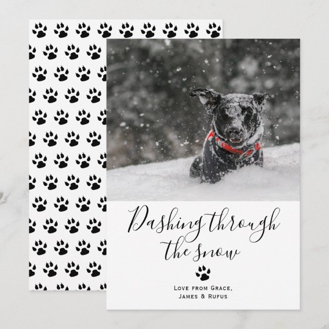 Dashing Through The Snow Pet Dog Christmas Card (Front/Back)