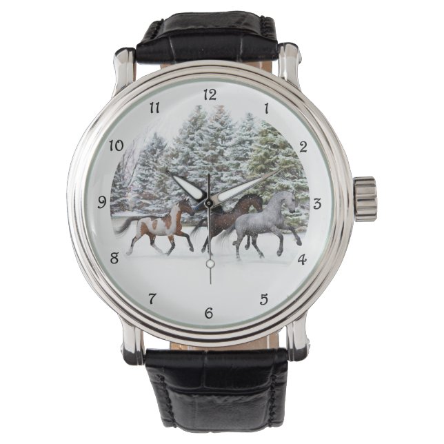 Dashing Through the Snow - Running Horses Watch (Front)