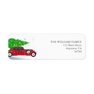 Dashing Through The Snow Vintage Car Christmas Return Address Label