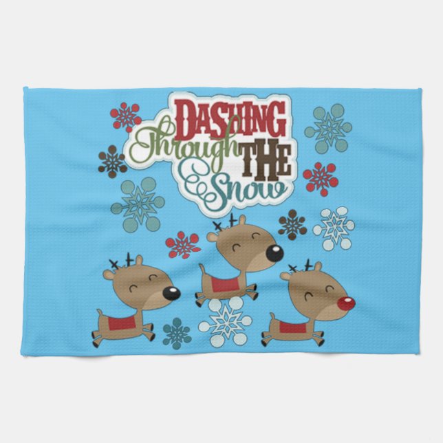 Dashing Throw The Snow Tea Towel (Horizontal)