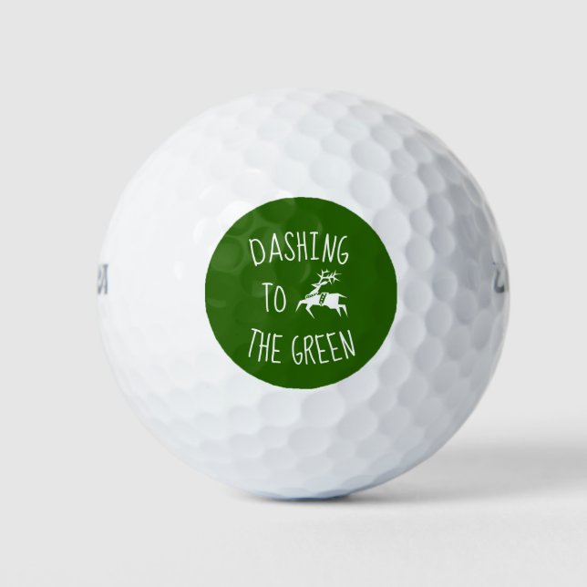 Dashing to the Green Cute Reindeer Emoji Icon Golf Balls (Front)