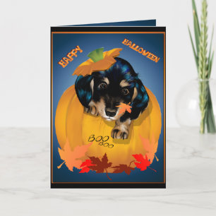Dashund Halloween - Boo Card
