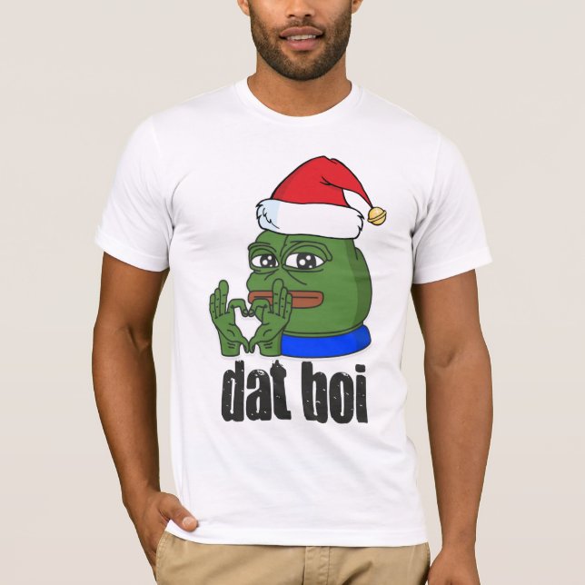 Dat Boi Funny Face with Christmas  Hat Here Comes T-Shirt (Front)