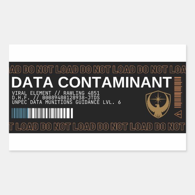 DATA CONTAMINANT warning decal laptop sticker (Front)