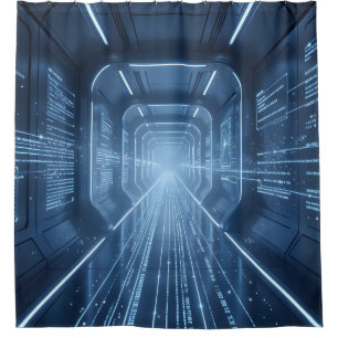 Data Corridor – Futuristic Corridor Art Shower Curtain