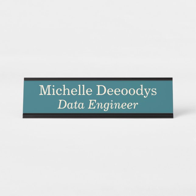 Data Engineer Teal Desk Name Plate (Front)