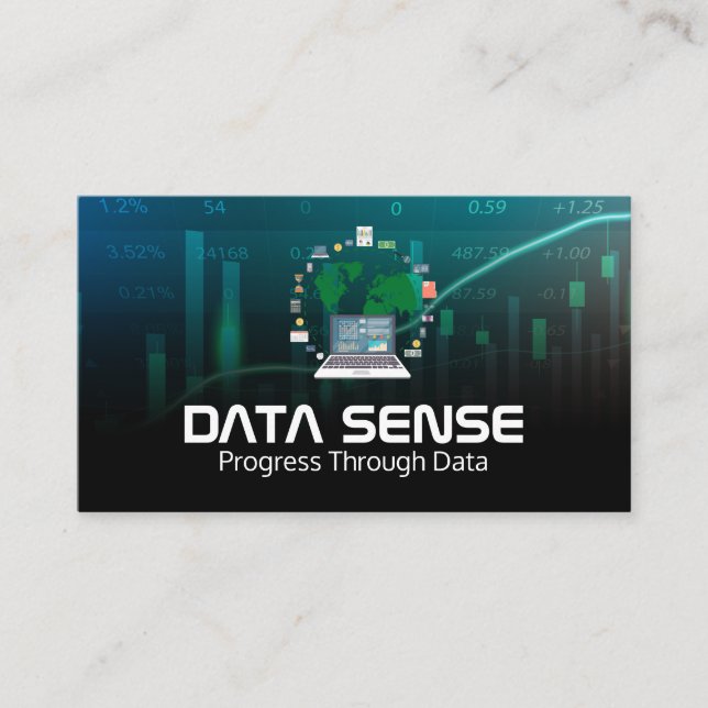 Data Graphs | Analysis Logo | Computer Business Card (Front)