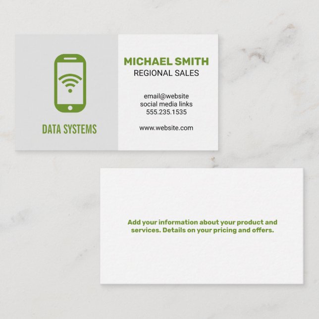 Data Network | Smart Phone Icon Business Card (Front/Back)