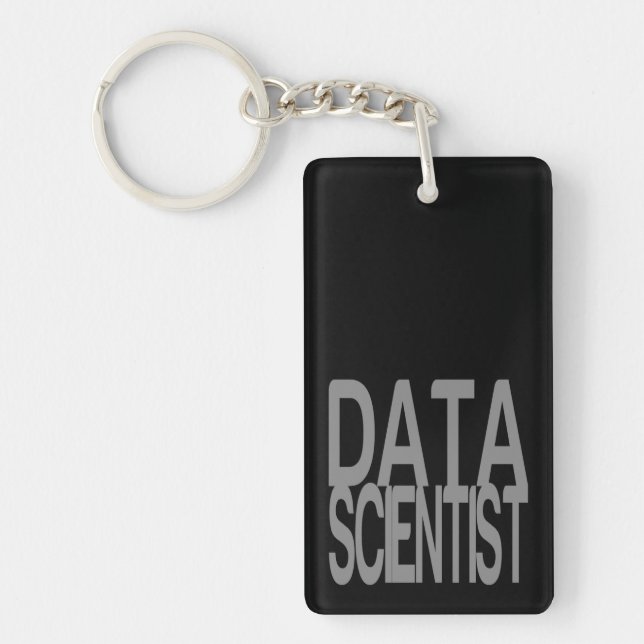 Data Scientist in Tall Silver Text Key Ring (Front)