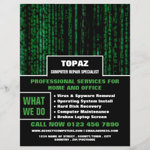 Data Screen Computer Repair Specialist Advertising Flyer
