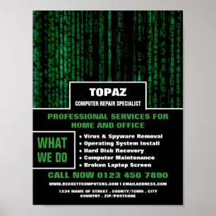 Data Screen Computer Repair Specialist Advertising Poster