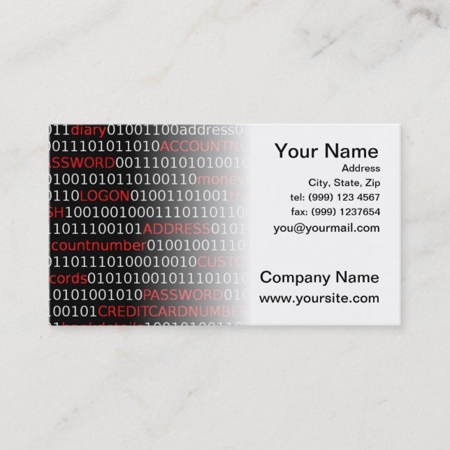 Data Security Business Card (white) (Front)