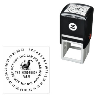 Date & Farm Name Personalised Chicken Egg Self-inking Stamp
