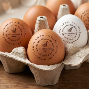 Date & Farm Name Personalised Chicken Egg Self-inking Stamp