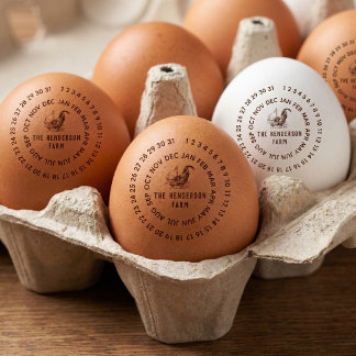 Date & Farm Name Personalised Chicken Egg Self-inking Stamp