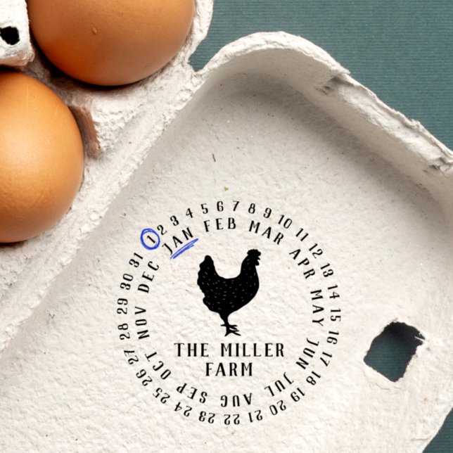 Date & Farm Name Personalized Chicken Egg Stamp (Creator Uploaded)