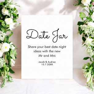 Date Jar Black White Wedding Shower Poster