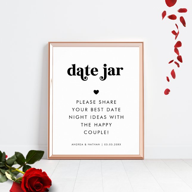Date Jar Retro Script Minimal Bridal Shower Sign (Creator Uploaded)