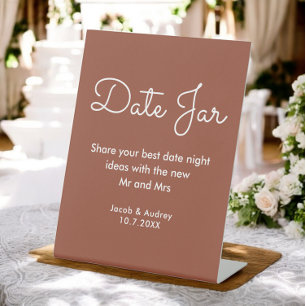 Date Jar Terracotta Wedding Shower  Pedestal Sign