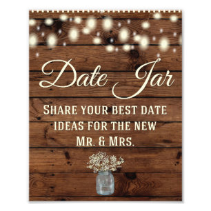 Date Jar, Wedding Sign, Wedding Decor, Rustic Photo Print