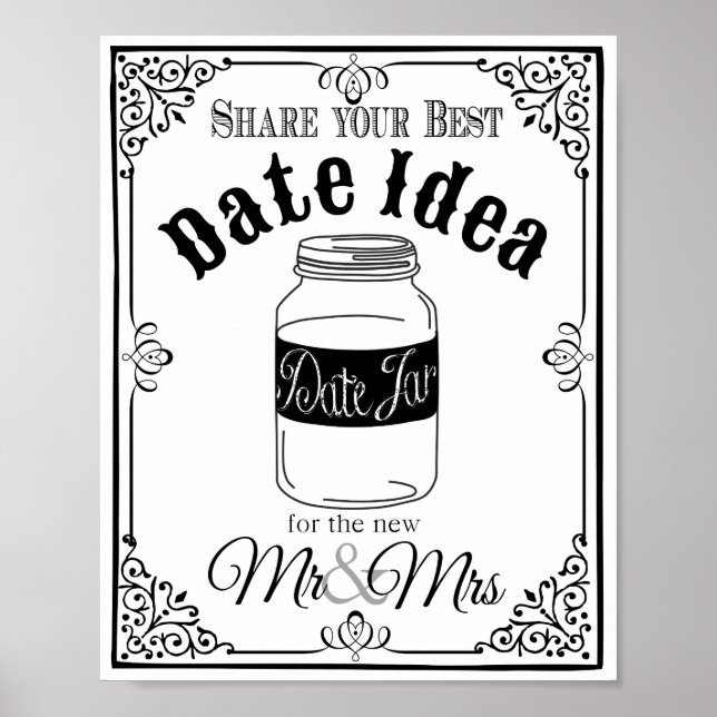 date jar wedding sign wedding or party sign (Front)