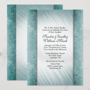 date Marble Columns Mint Wedding Invitations