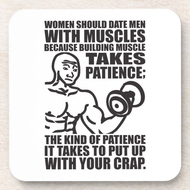Date Men With Muscles - Funny Bodybuilding Coaster (Front)