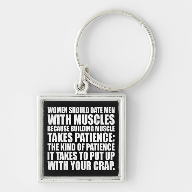 Date Men With Muscles - Funny Bodybuilding Key Ring (Front)