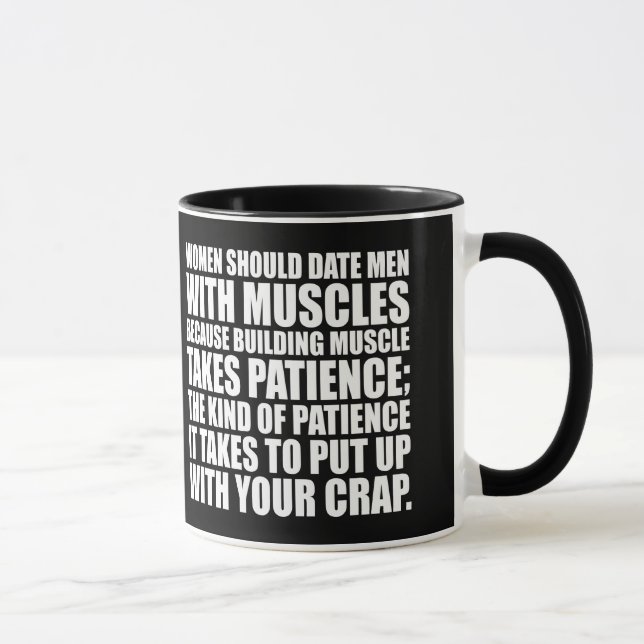 Date Men With Muscles - Funny Bodybuilding Mug (Right)
