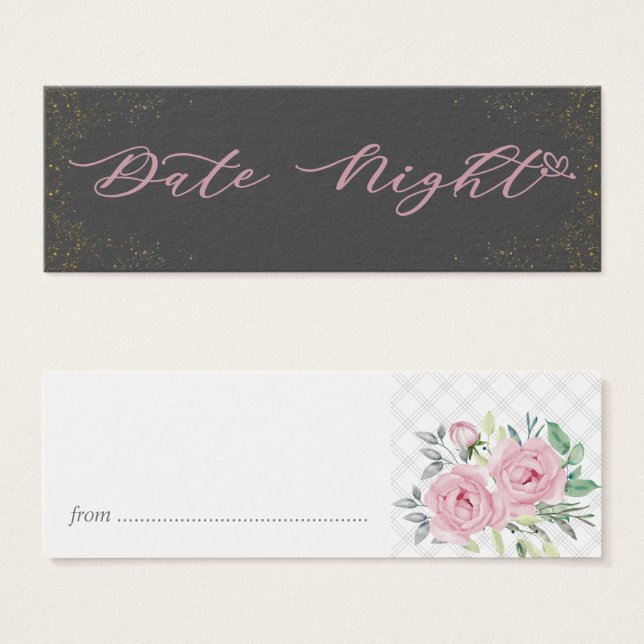 Date Night Bridal Shower Game Cards Peony Bouquet (Front & Back)