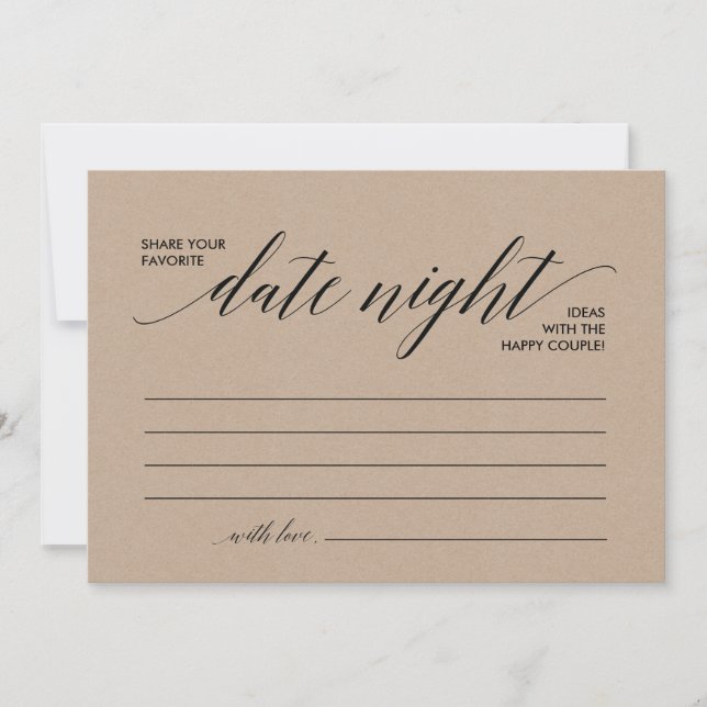 Date Night Card template, date night ideas (Kraft) (Front)