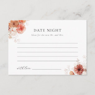 Date Night Fall Floral Bridal Shower Advice Enclosure Card