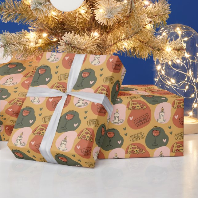 Date Night Icons Valentine Wrapping Paper (Holidays)