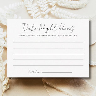 Date Night Ideas Advice Wedding Bridal Shower Game Enclosure Card