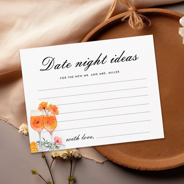 Date Night Ideas Aperol Spritz Bridal Shower Enclosure Card (Creator Uploaded)