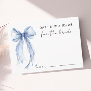 Date Night Ideas Blue Bow Bridal Shower Enclosure Card