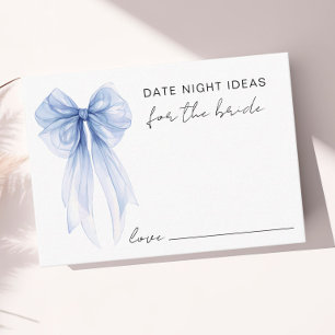 Date Night Ideas Blue Bow Bridal Shower Enclosure Card