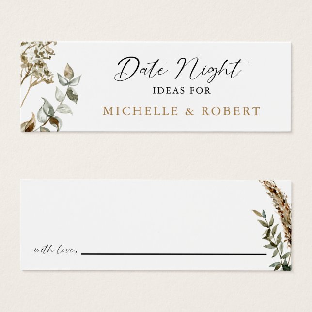 Date Night Ideas Boho Pampas Grass Wedding Elegant (Front & Back)