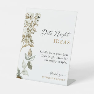 Date Night Ideas Boho Pampas Grass Wedding Elegant Pedestal Sign