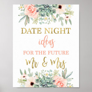 Date night ideas Bridal Shower succulents sign