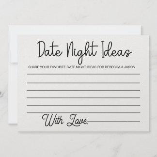 Date Night Ideas Card Bridal Shower Game
