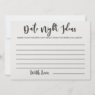 Date Night Ideas Card Bridal Shower Game