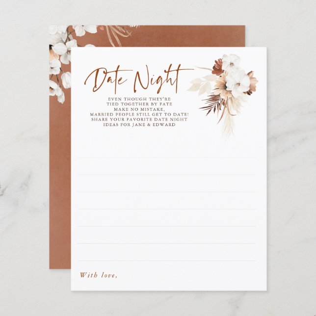 Date Night Ideas For Couple or Bride - Terracotta (Front/Back)