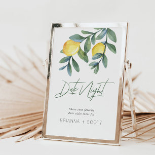 Date Night Ideas Lemon Bridal shower Game sign