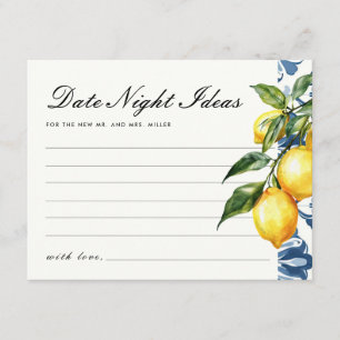 Date Night Ideas Lemon Positano Bridal Shower Enclosure Card