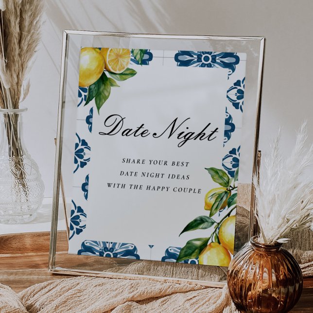 Date Night Ideas Lemon Positano Bridal Shower Sign (Creator Uploaded)