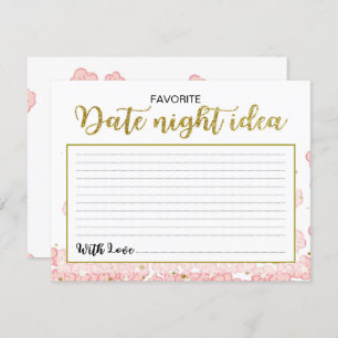 Date Night Ideas   Pink and Gold Glitter Floral Invitation
