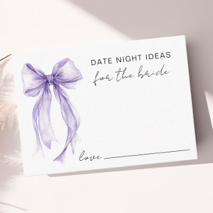 Date Night Ideas Purple Bow Bridal Shower Enclosure Card