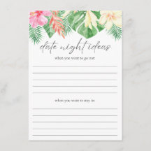 Date Night Ideas Tropical Bridal Shower Insert 
