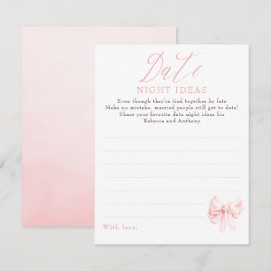 Date Night Ideas Whimsical Bow Bridal Shower Game Enclosure Card